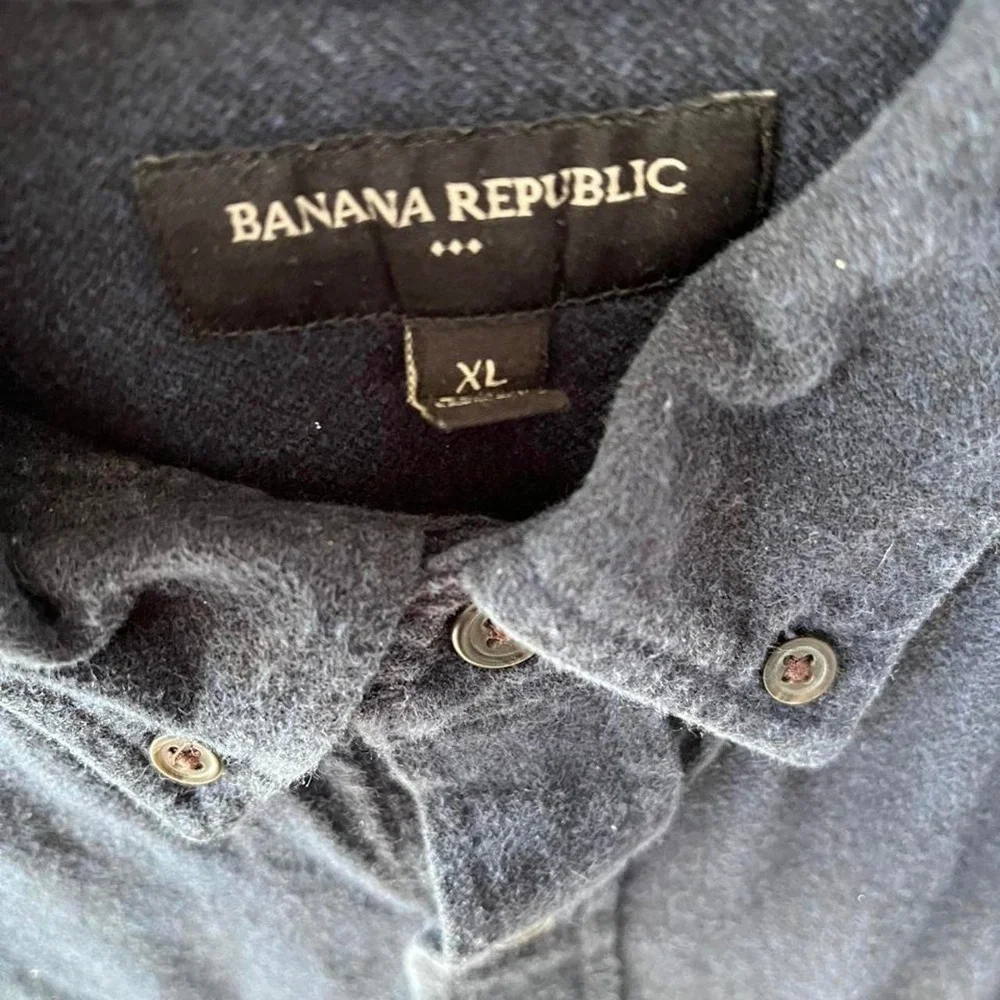 Banana Republic Distressed Navy Blue Button Up Shirt Workwear